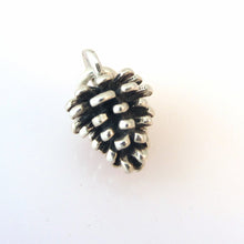 Load image into Gallery viewer, PINE CONE .925 Sterling Silver 3-D Charm Pendant Garden Holiday Christmas Tree Small Pinecone ga40