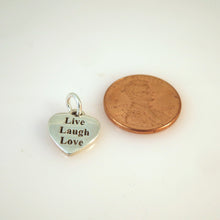 Load image into Gallery viewer, Live Love Laugh HEART .925 Sterling Silver Charm Pendant Valentine Love Words Inspirational HL20