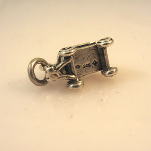 Sale! WAGON .925 Sterling Silver Charm Pendant Home Nursery Baby Child Toy Radio Flyer BA104