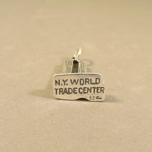 NY World Trade Center .925 Sterling Silver 3-D Charm Pendant Landmark Twin Towers New York City TY10