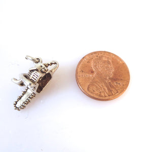 Sale! CHAINSAW .925 Sterling Silver 3-D Charm Pendant Power Tool Home Garden Logging Logger SL21J