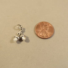 Load image into Gallery viewer, ACORNS Two hanging on a Branch .925 Sterling Silver 3-D Charm Pendant Squirrel ga50