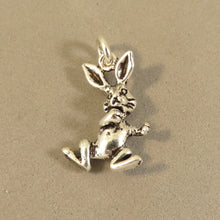 Load image into Gallery viewer, BUNNY RABBIT DANCING .925 Sterling Silver 3-D Charm Pendant Easter Peter Cottontail Magician CE02