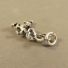 Load image into Gallery viewer, BUNNY RABBIT DANCING .925 Sterling Silver 3-D Charm Pendant Easter Peter Cottontail Magician CE02