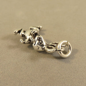 BUNNY RABBIT DANCING .925 Sterling Silver 3-D Charm Pendant Easter Peter Cottontail Magician CE02