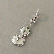 Load image into Gallery viewer, IRISH FIDDLE .925 Sterling Silver 3-D Charm Pendant Celtic Symbol Violin Music Instrument TB64