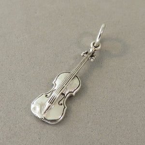 IRISH FIDDLE .925 Sterling Silver 3-D Charm Pendant Celtic Symbol Violin Music Instrument TB64