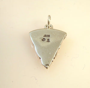 SLICE OF PIZZA .925 Sterling Silver 3-D Charm Pendant Fast Junk Food Italy Italian Pepperoni kt43