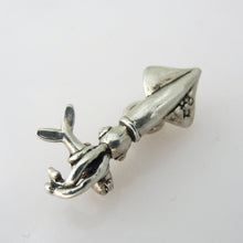 Load image into Gallery viewer, SQUID Holding a FISH .925 Sterling Silver 3-D Charm Pendant Beach Calamari BV03