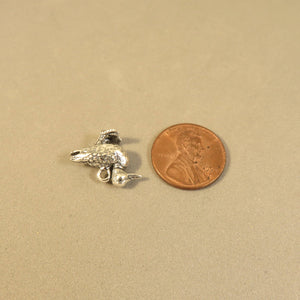 DUCK .925 Sterling silver Charm Pendant Bird Duckling Mallard Waterfowl bi07