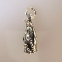 Load image into Gallery viewer, PENGUIN WITH BABY .925 Sterling Silver 3-D Charm Pendant Bird Animal Antartica Chick Young BI02