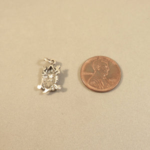 HORNED TOAD .925 Sterling Silver Charm Pendant Small Texas Frog Lizard Reptile Oxidized an01