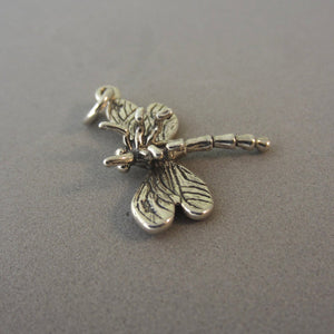 DRAGONFLY .925 Sterling Silver 3-D Charm Pendant Garden Insect BI35