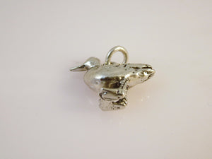 DUCK .925 Sterling silver Charm Pendant Bird Duckling Mallard Waterfowl bi07