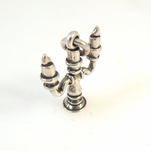 CANDELABRA .925 Sterling Silver 3-D Charm Pendant Home Decor Candlestick 3 Candle Sticks New GT03